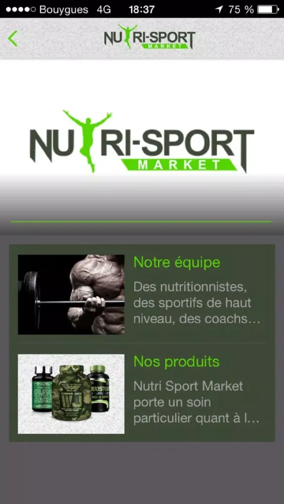 Nutri Sport Market Screenshots