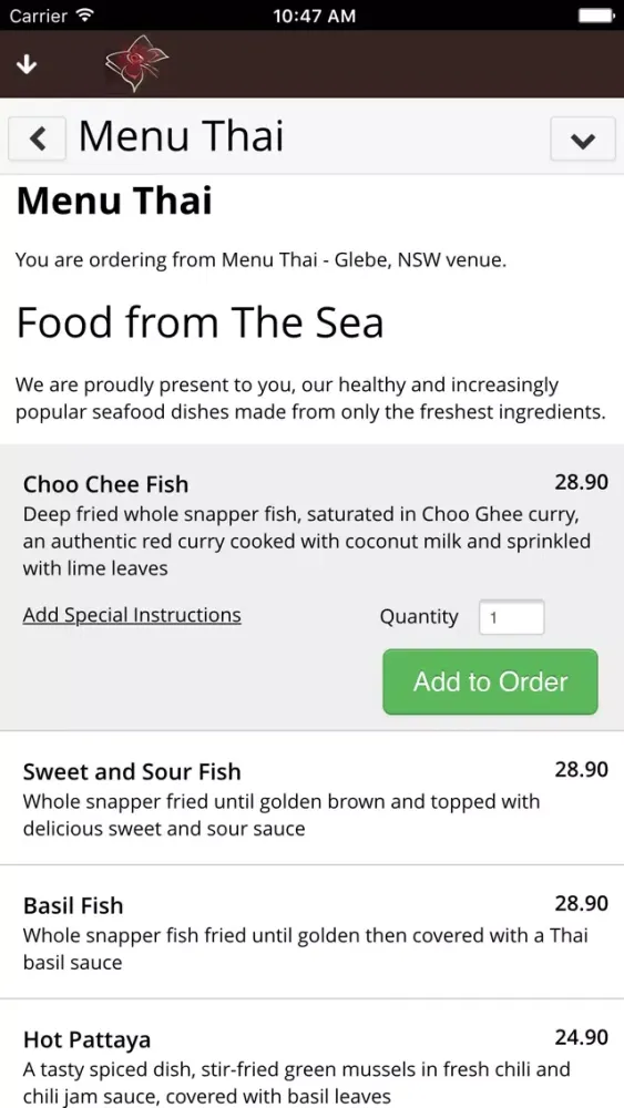 Menu Thai Screenshots