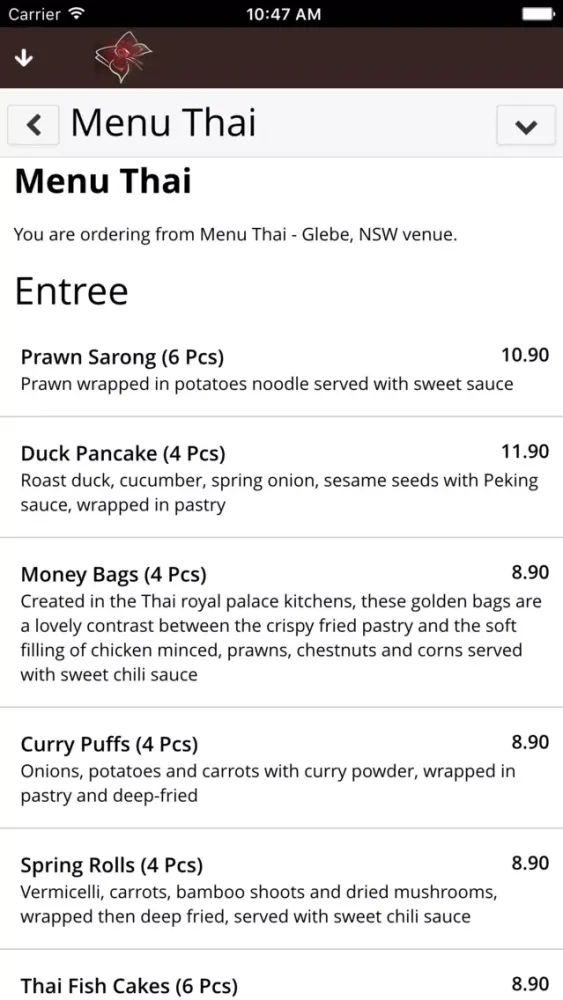 Menu Thai Screenshots