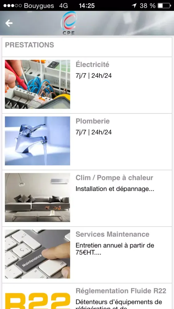 CPE SERVICES スクリーンショット