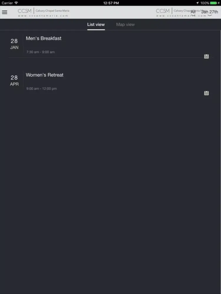 Ảnh chụp màn hình của Calvary Chapel Santa Maria app iPad 