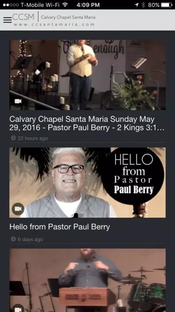 Ảnh chụp màn hình của Calvary Chapel Santa Maria app