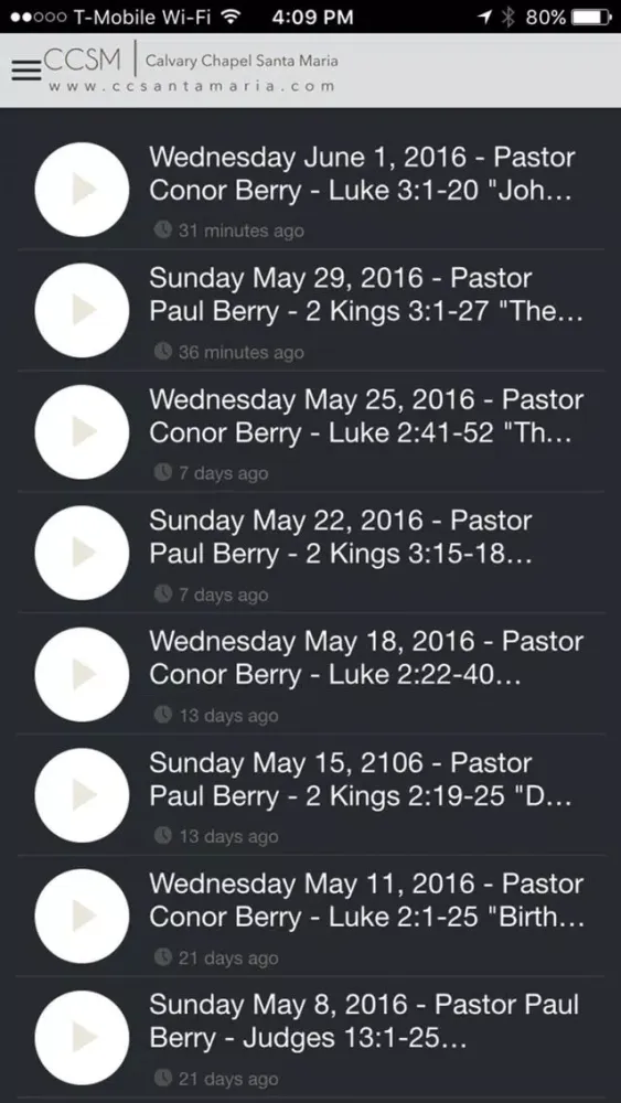 Ảnh chụp màn hình của Calvary Chapel Santa Maria app