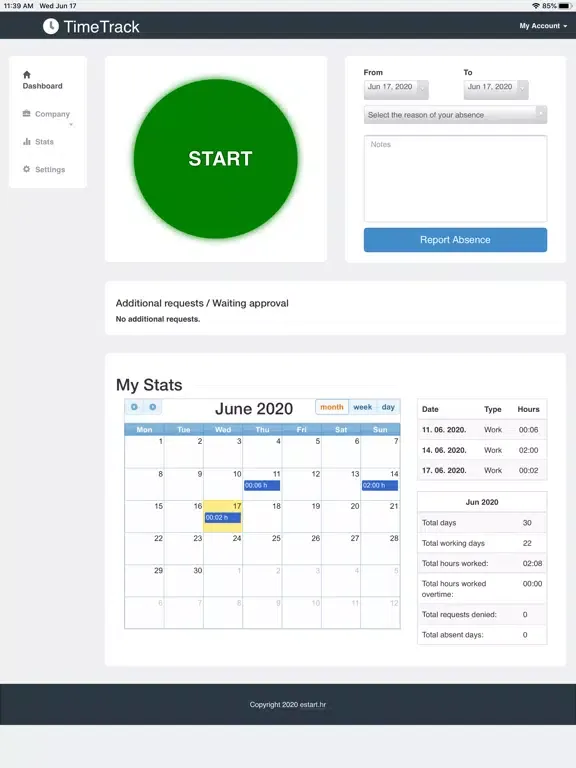 TimeTrack 4Work iPad  Screenshots