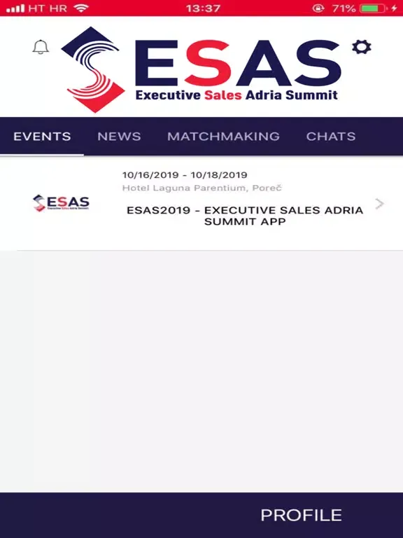 Capturas de tela do ESAS2019 iPad