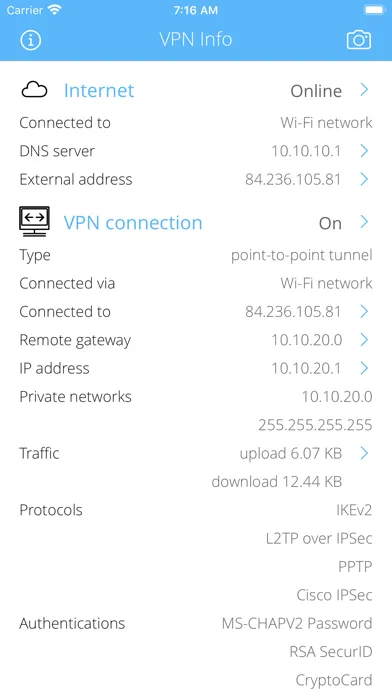 Tangkapan skrin VPN Info