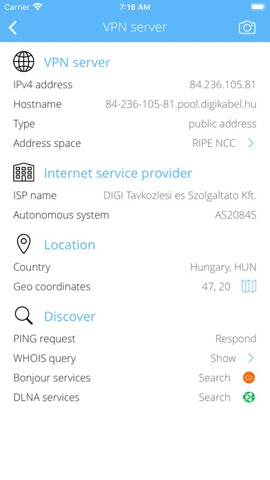 Tangkapan skrin VPN Info