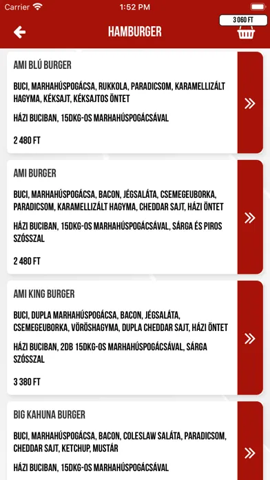 Capturas de tela do Ami Burger Gyömrő