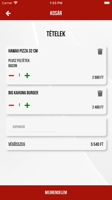 Capturas de tela do Ami Burger Gyömrő