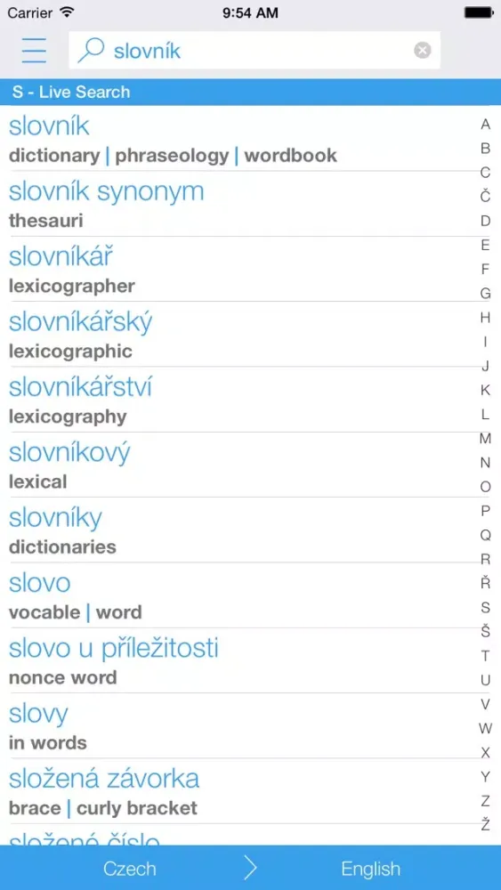 Free Czech English Dictionary and Translator (Česko - anglický slovník)应用截图