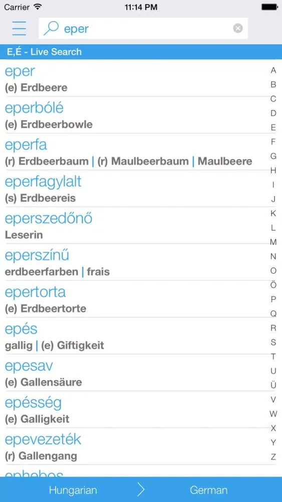 Dictionary Hungarian German Screenshots