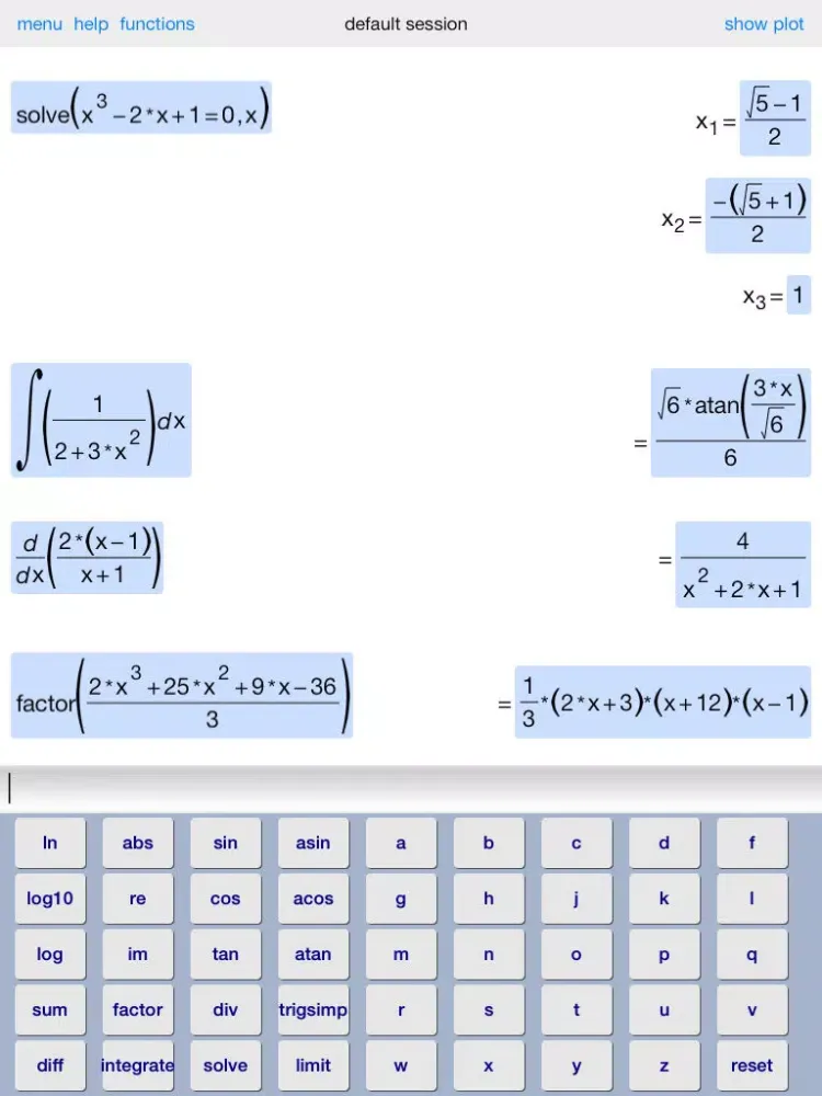 Captures d'écran de Symbolic Calculator HD iPad 