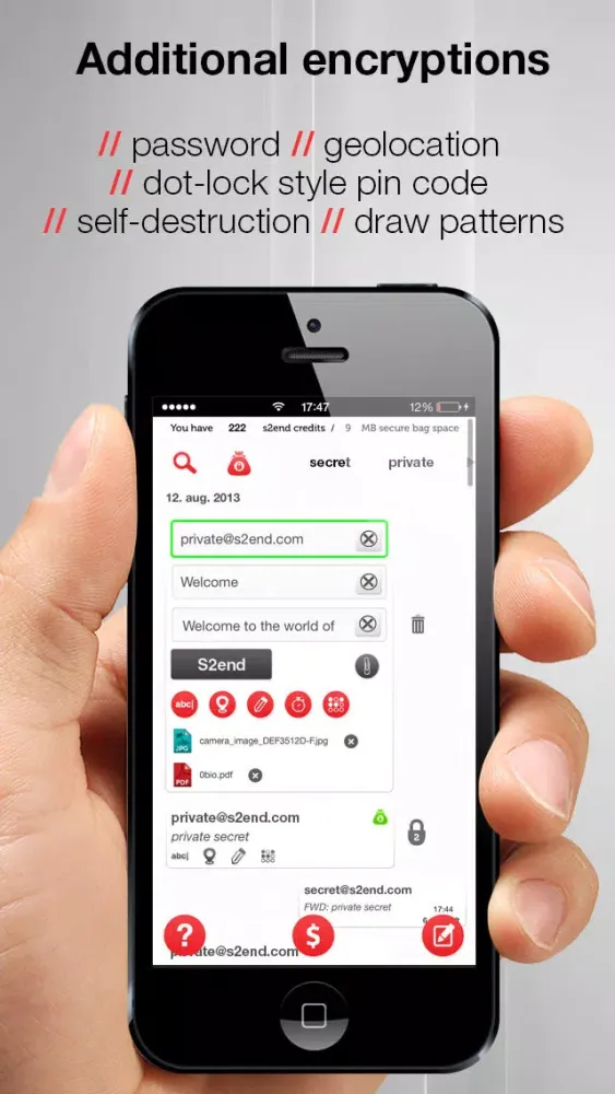 Tangkapan skrin S2end - The private messenger - Send Secure & protected messages, texts!