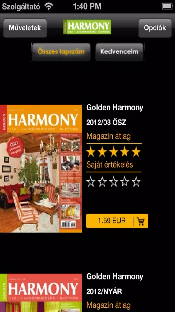 Capturas de tela do Golden Harmony
