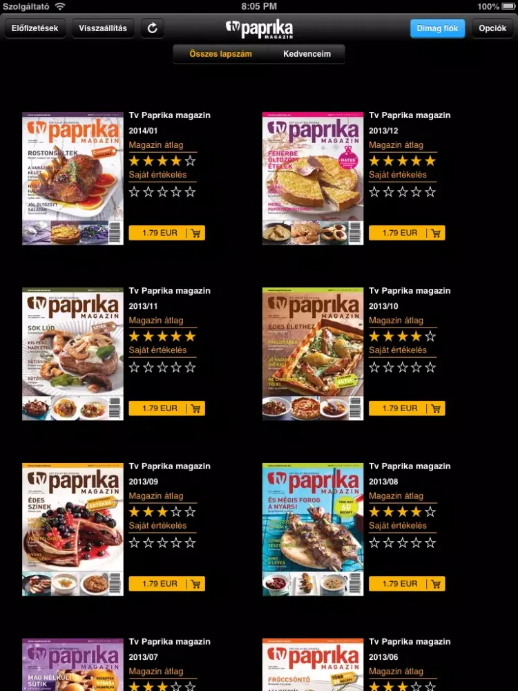 Скриншоты TV Paprika Magazin iPad 