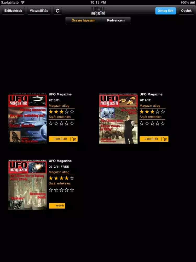 Captures d'écran de UFO Magazine iPad 