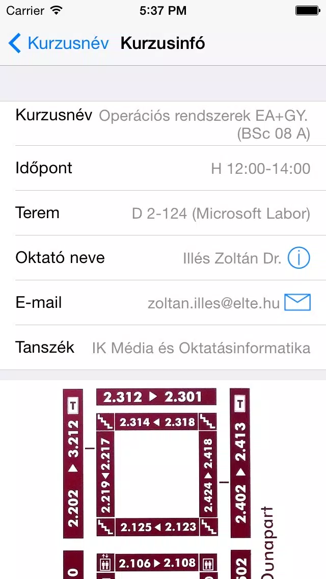 Tangkapan layar ELTE IK Mobil Tanrend