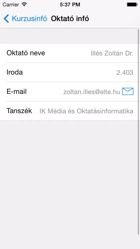 ELTE IK Mobil Tanrend Screenshots