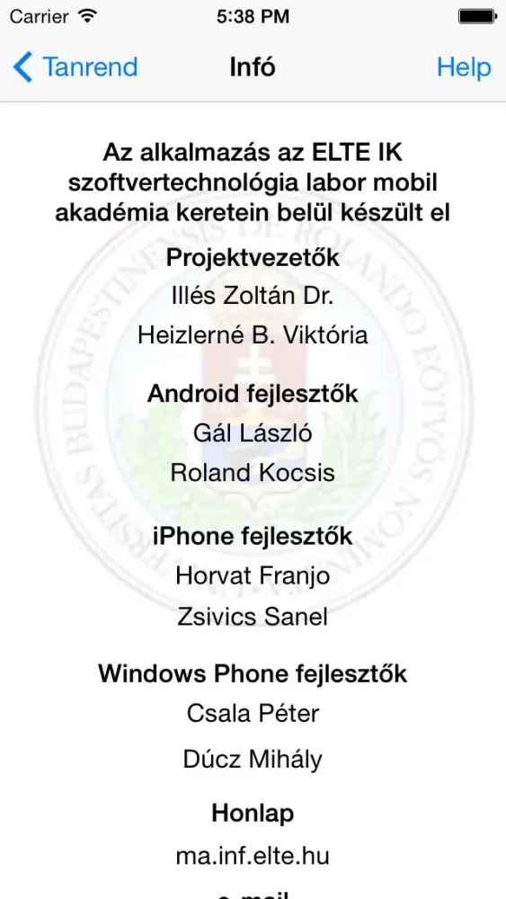 ELTE IK Mobil Tanrend Screenshots