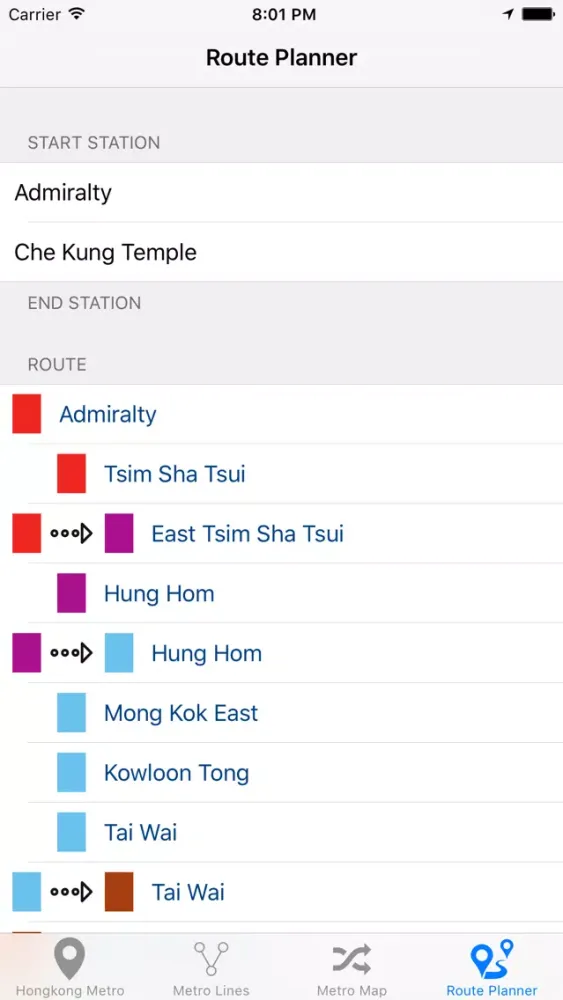 Capturas de pantalla de Hongkong Metro MTR