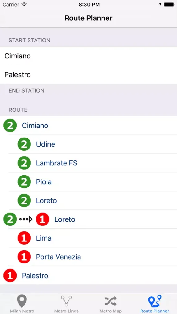 Milan iMetro Ekran Görüntüleri
