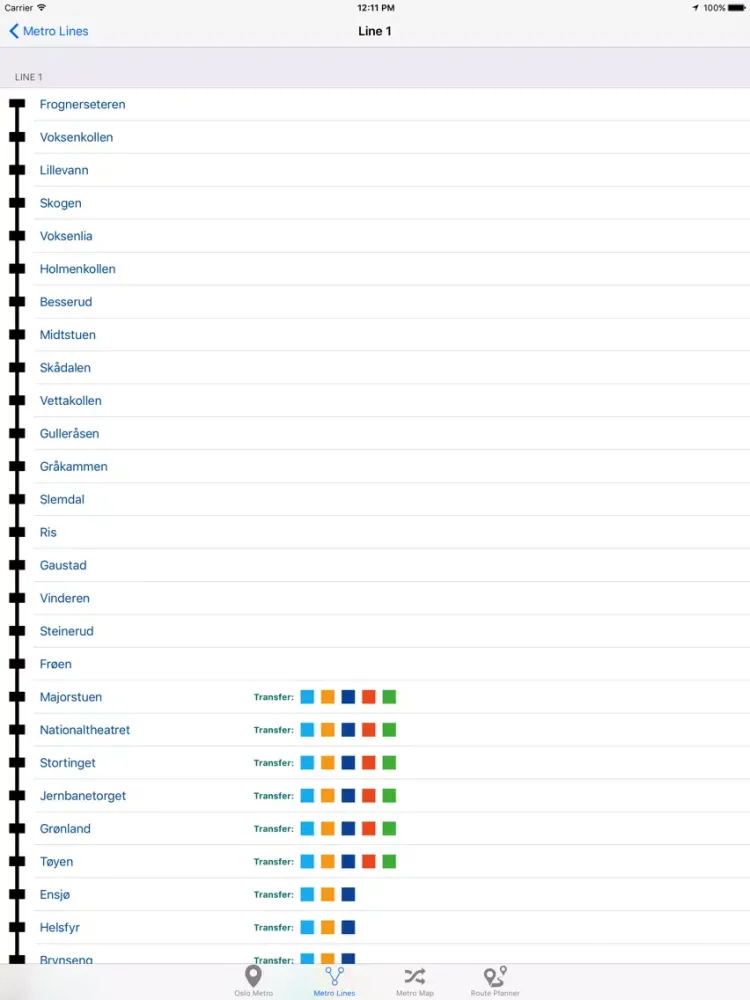 Oslo Metro iPad  Screenshots