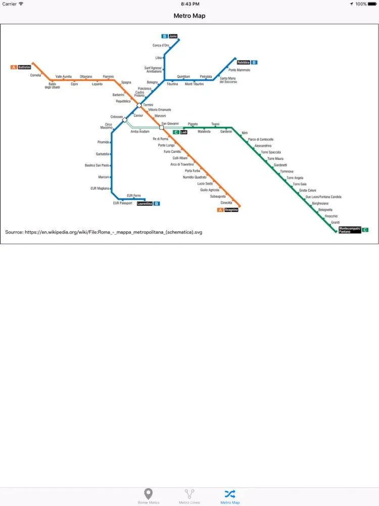 Tangkapan skrin Rome iMetro iPad 