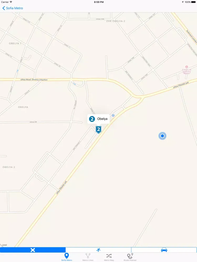 Ảnh chụp màn hình của Sofia Metro iPad 