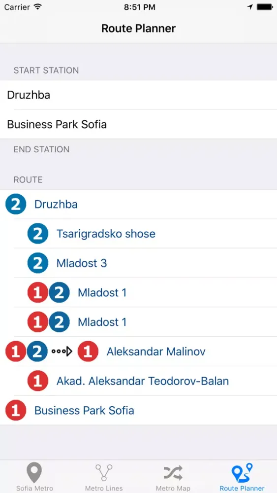 Ảnh chụp màn hình của Sofia Metro