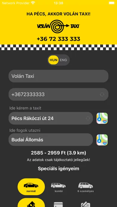 Zrzuty ekranu Taxi rendelés Pécs