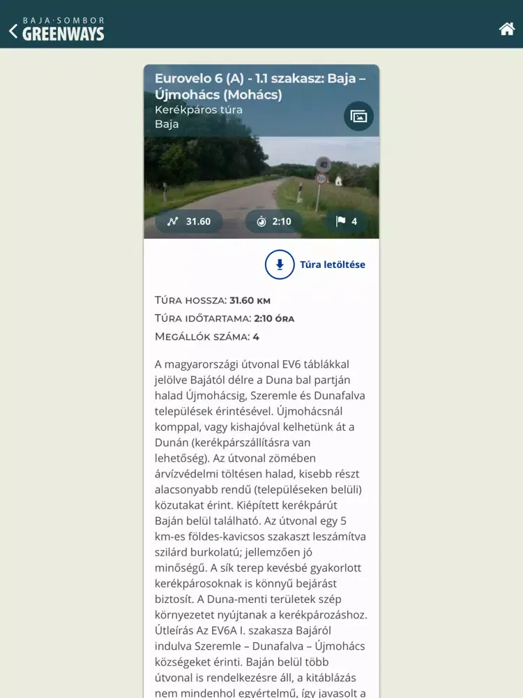 Baja Sombor Greenways iPad  Screenshots