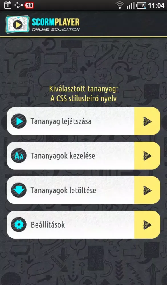 Capturas de tela do Scorm Player