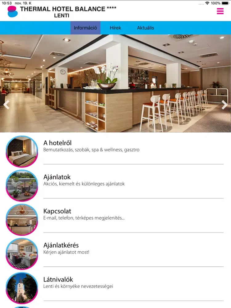 Ảnh chụp màn hình của Thermal Hotel Balance****Lenti iPad 