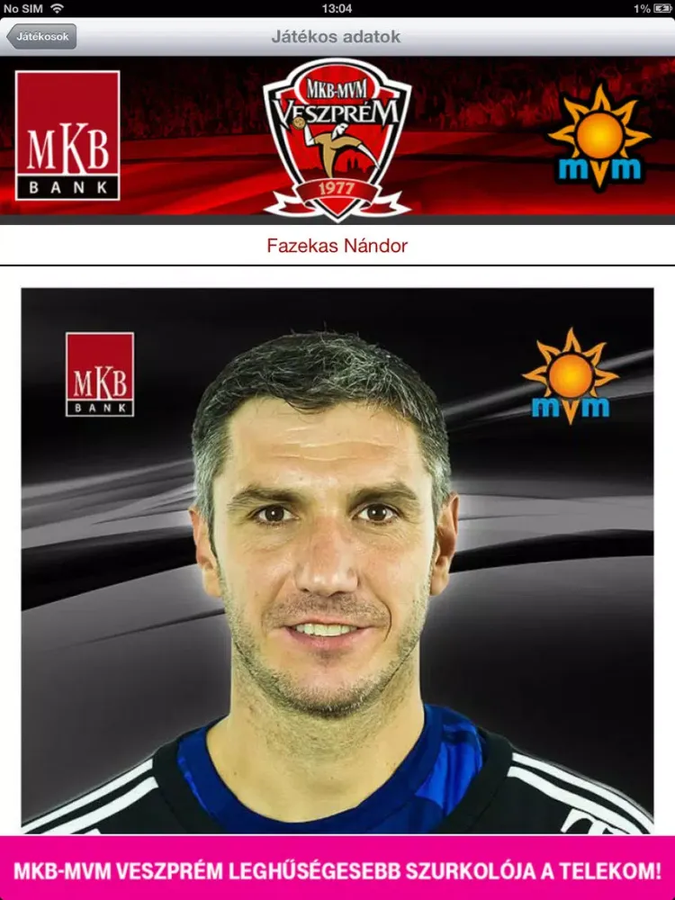 Tangkapan skrin Veszprém KC iPad 
