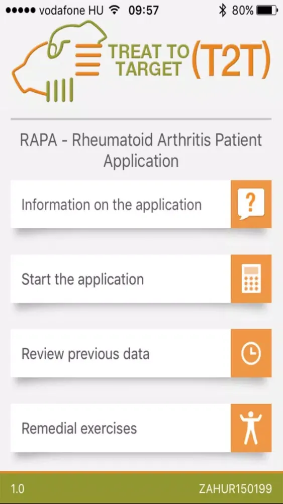 Screenshot di RAPA – RA Patient Application