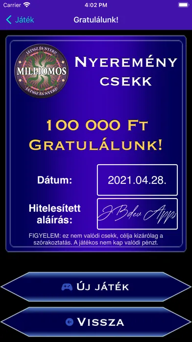 Milliomos سکرین شاٹس