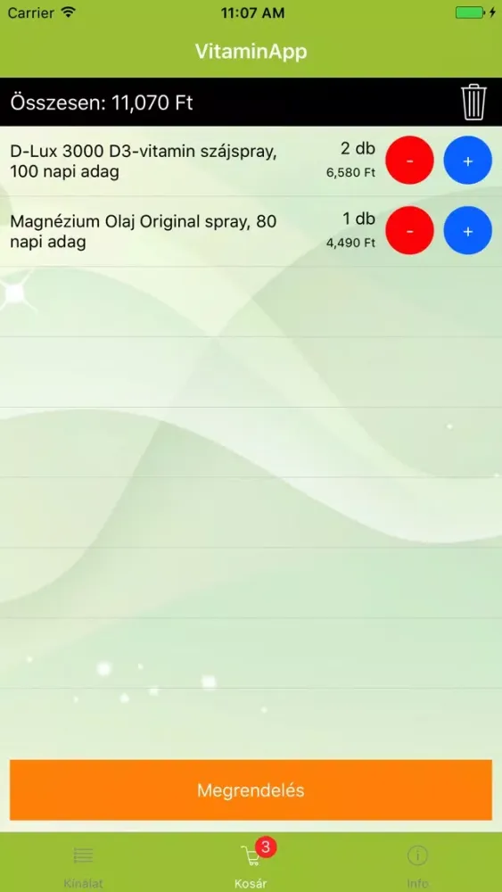 Capturas de tela do VitaminApp