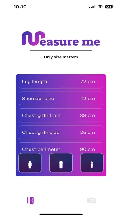 Ảnh chụp màn hình của Measure.Me: Measure body size