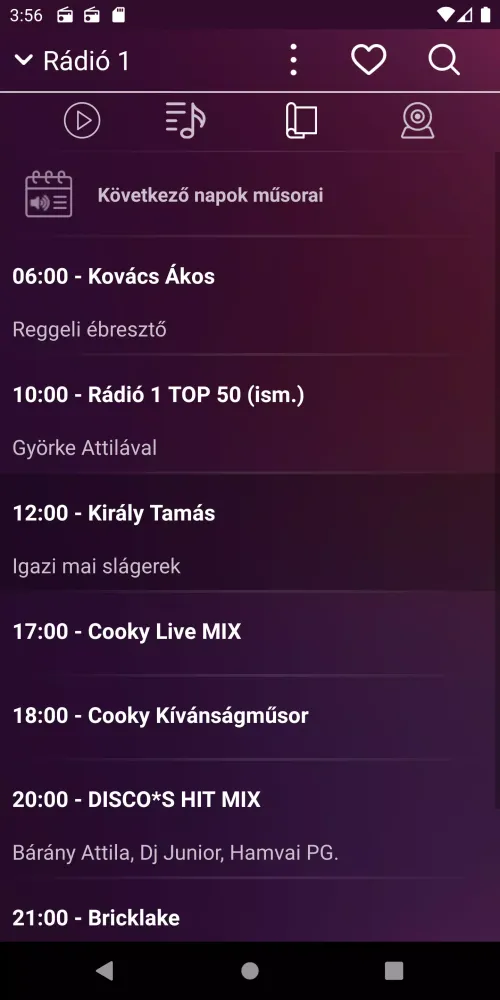 Tangkapan layar MyOnlineRádió - Magyar Rádiók