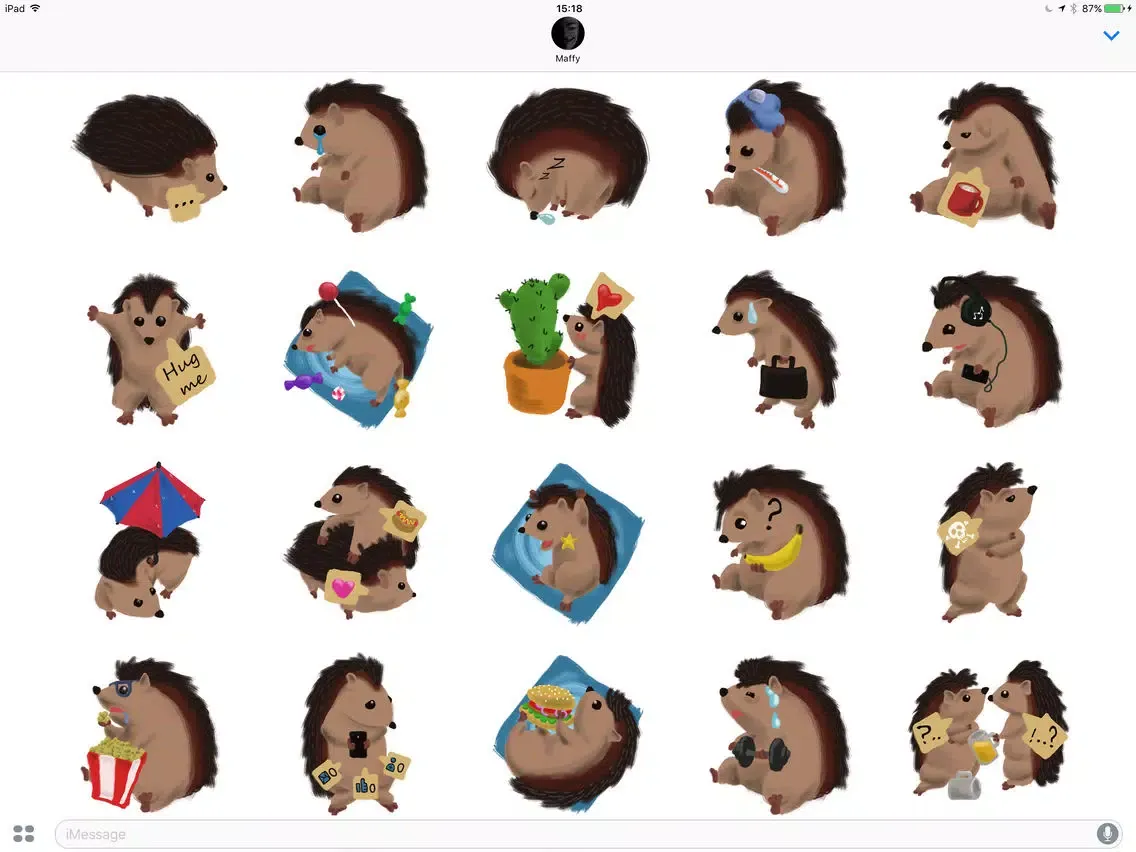 Tiny Hedgehog Stickers iPad 應用截圖