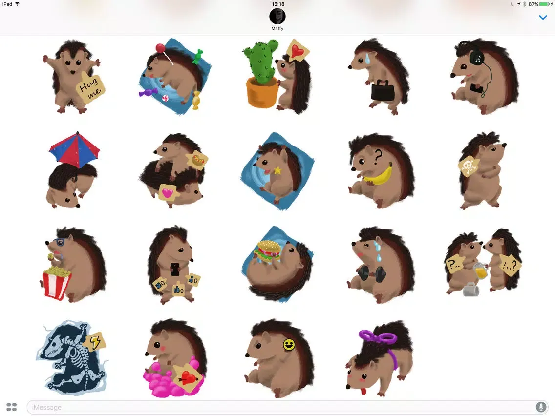 Tiny Hedgehog Stickers iPad 應用截圖
