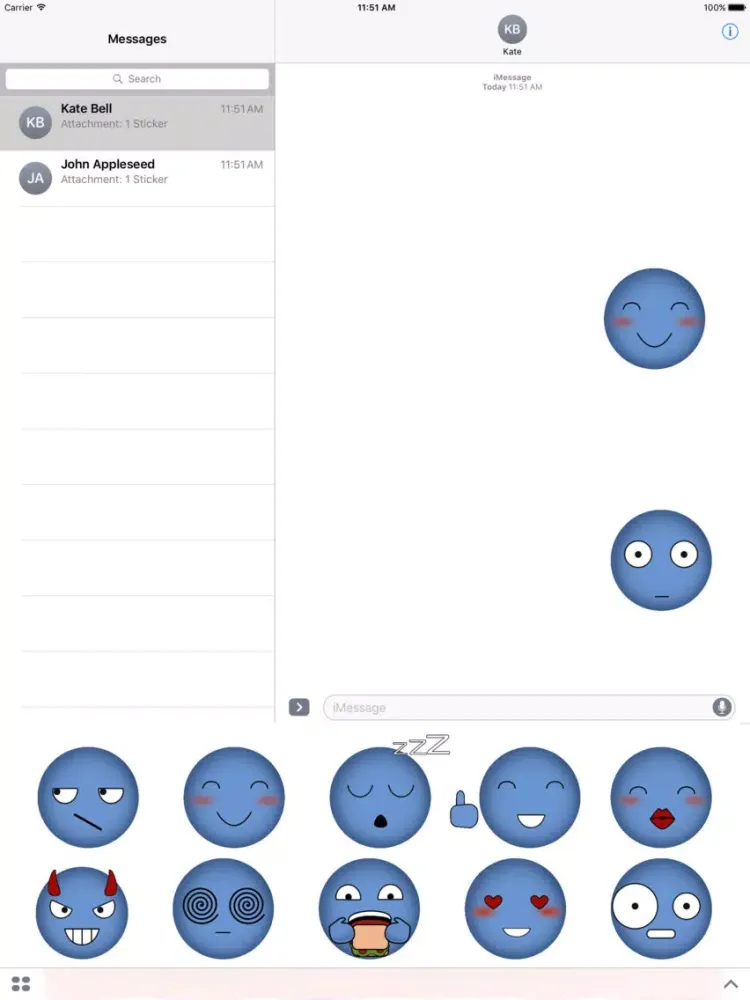 Capturas de tela do Animated Blue Emojis iPad 