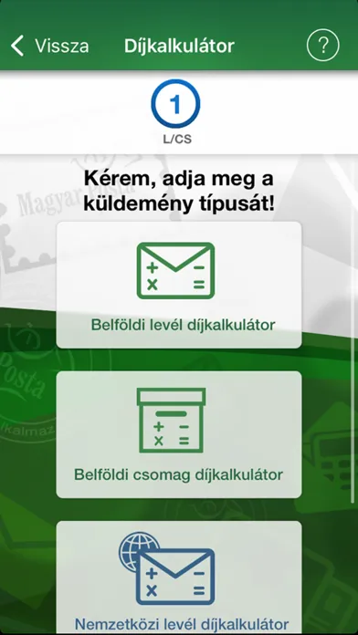 Capturas de tela do Magyar Posta applikáció