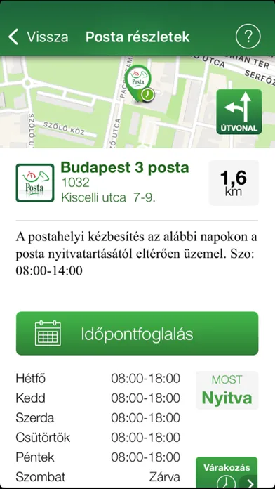 Capturas de tela do Magyar Posta applikáció