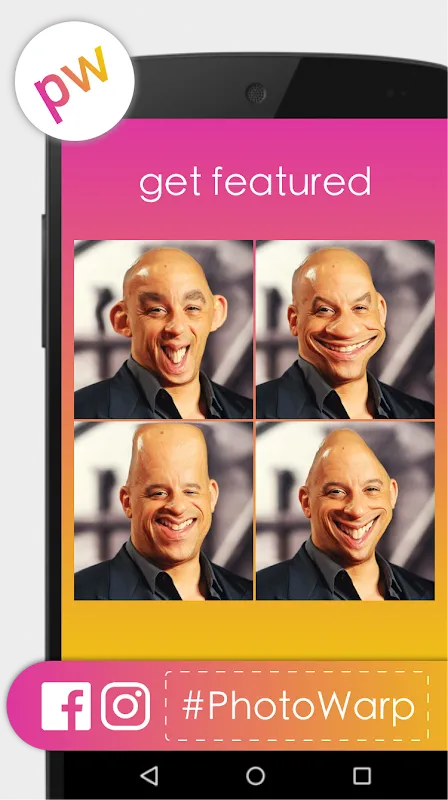 Capturas de tela do Photo Warp