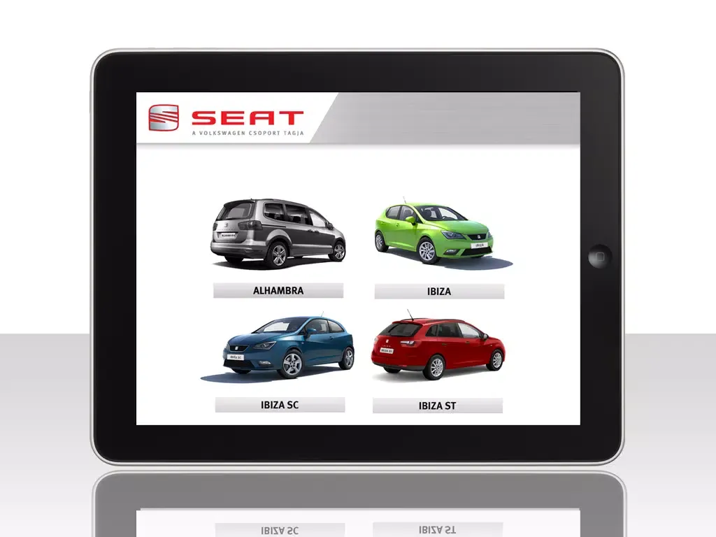 Zrzuty ekranu SEAT interaktív digitális kézikönyv iPad 