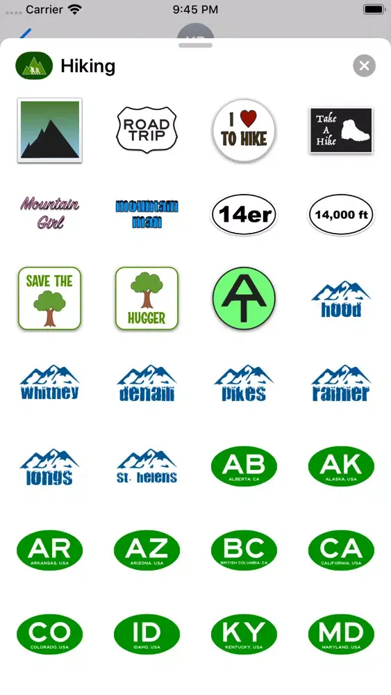Tangkapan layar Hiking Emoji Stickers