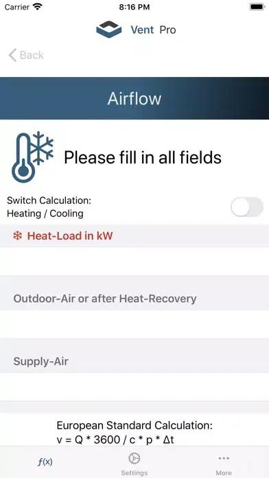 Capturas de pantalla de Vent Pro - Calculation Tool