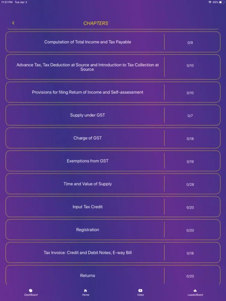 SANGHAVI CA MCQ iPad  스크린샷