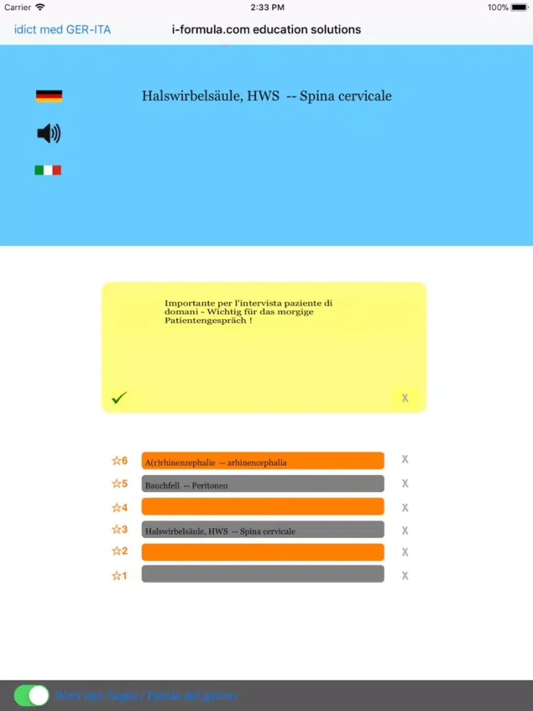 Capturas de pantalla de idict med GER <-> ITA iPad 